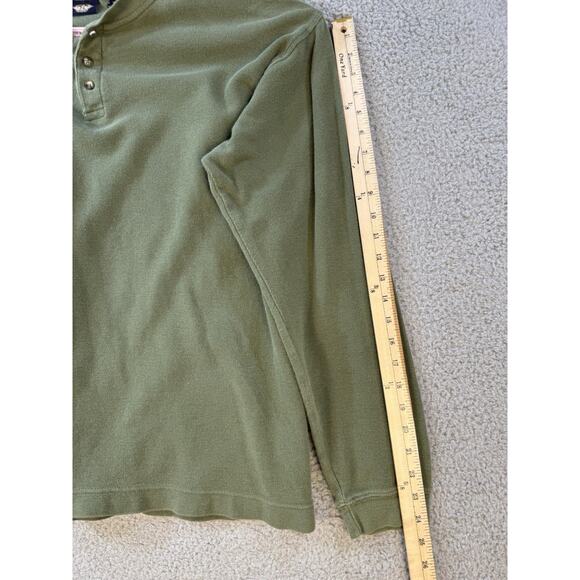 Mens Dockers Green Henley Shirt XL Long Sleeve Cotton Casual Top - Picture 7 of 16